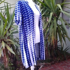Blue LF Open T Back Kimono Duster